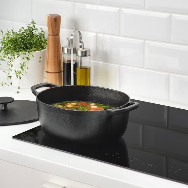 VARDAGEN Casserole with lid, cast iron IKEA