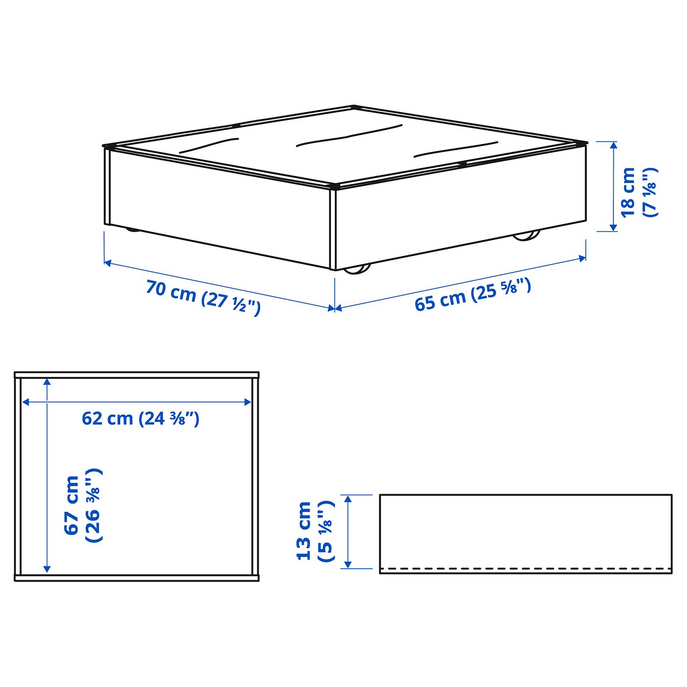VARDÖ Bed storage box, black, 65x70 cm - IKEA