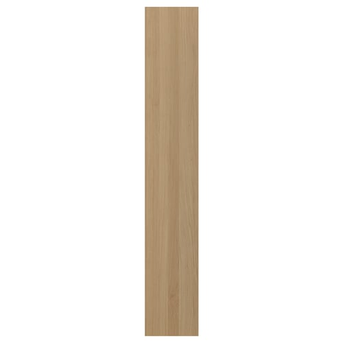 A VEDHAMN wooden panel in natural oak. Its rectangular, light brown, made of particleboard with oak veneer, and has a uniform, smooth design.
