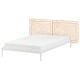 VEVELSTAD Bed frame with 2 headboards, white/Tolkning rattan, Double
