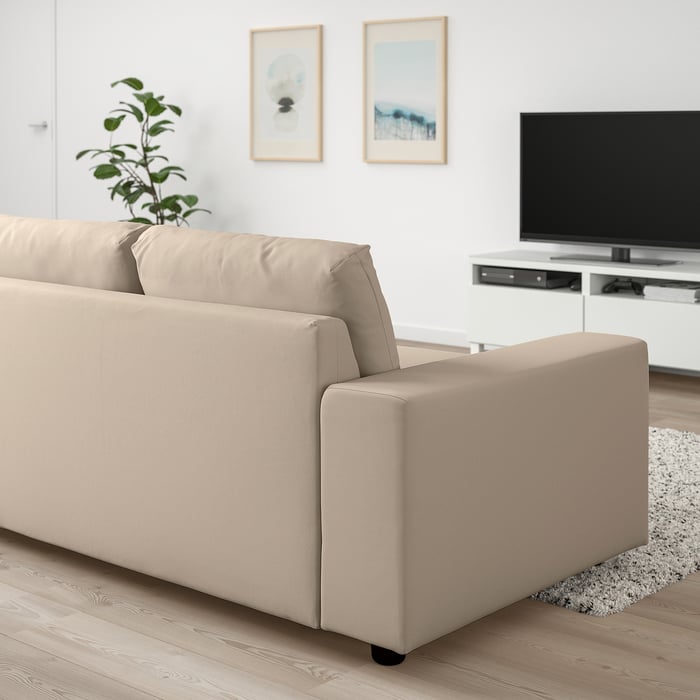 VIMLE 3seat sofabed, With wide armrests/Hallarp beige IKEA