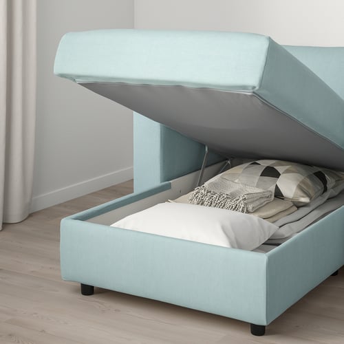VIMLE 3seat sofa with chaise longue, Saxemara light blue IKEA
