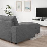 VIMLE 3-seat sofa with chaise longue, with wide armrests/Lejde grey/black