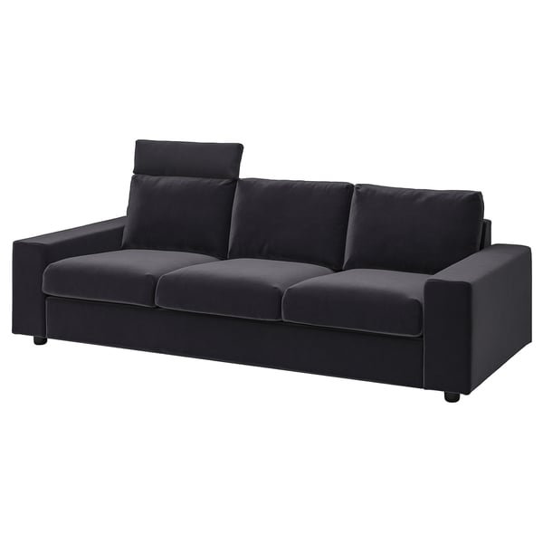 VIMLE 3-seat sofa, with headrest with wide armrests/Djuparp dark grey