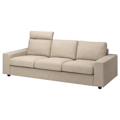 VIMLE 3-seat sofa, with headrest with wide armrests/Hillared beige