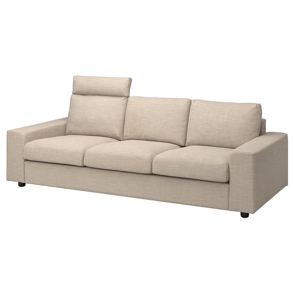 VIMLE 3-seat sofa, with headrest with wide armrests/Hillared beige