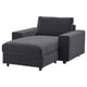 VIMLE Chaise longue, with wide armrests/Djuparp dark grey