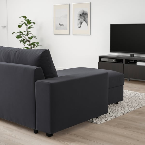 VIMLE Chaise longue, with wide armrests/Djuparp dark grey