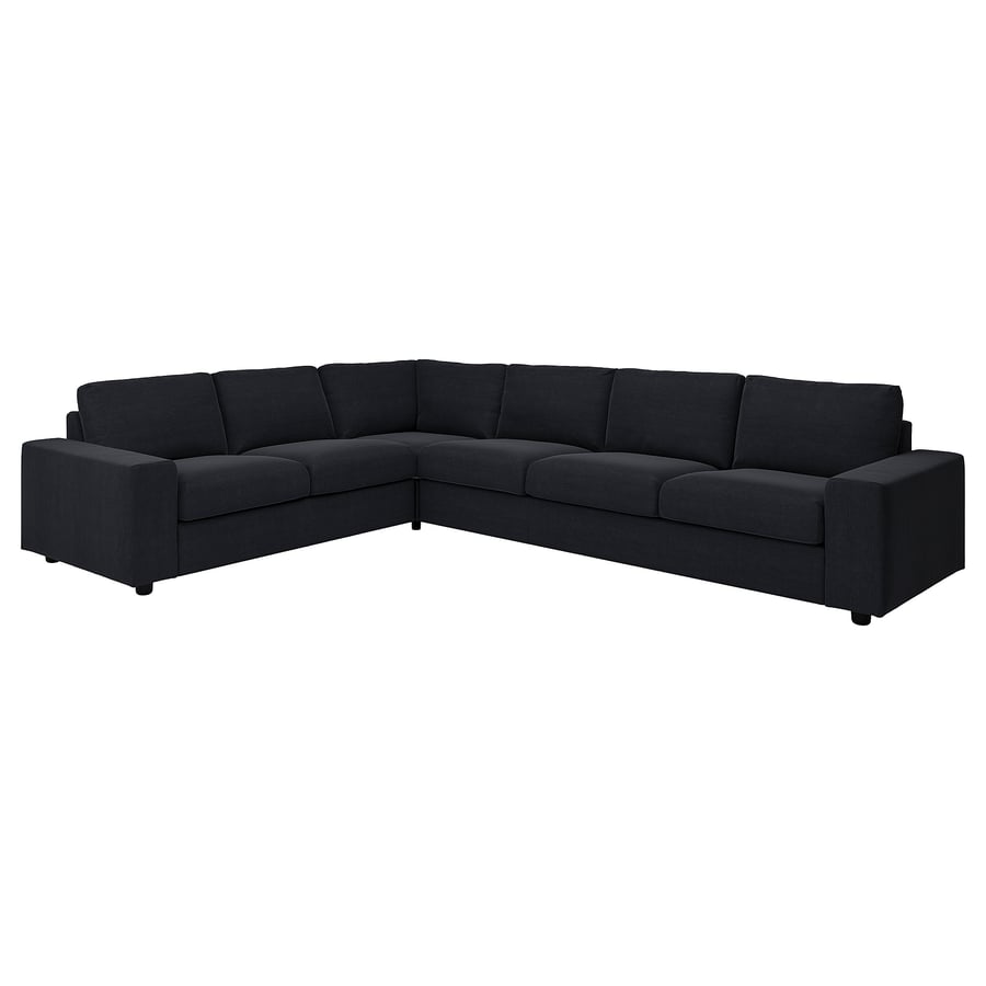 VIMLE corner sofa, 5seat, with wide armrests/Saxemara blackblue IKEA