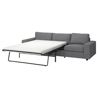 VIMLE Cover for 3-seat sofa-bed, with wide armrests/Lejde grey/black