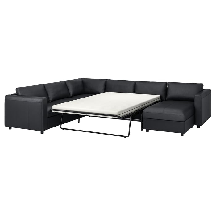 VIMLE crnr sofabed, 5seat w chaise lng, Grann/Bomstad black IKEA