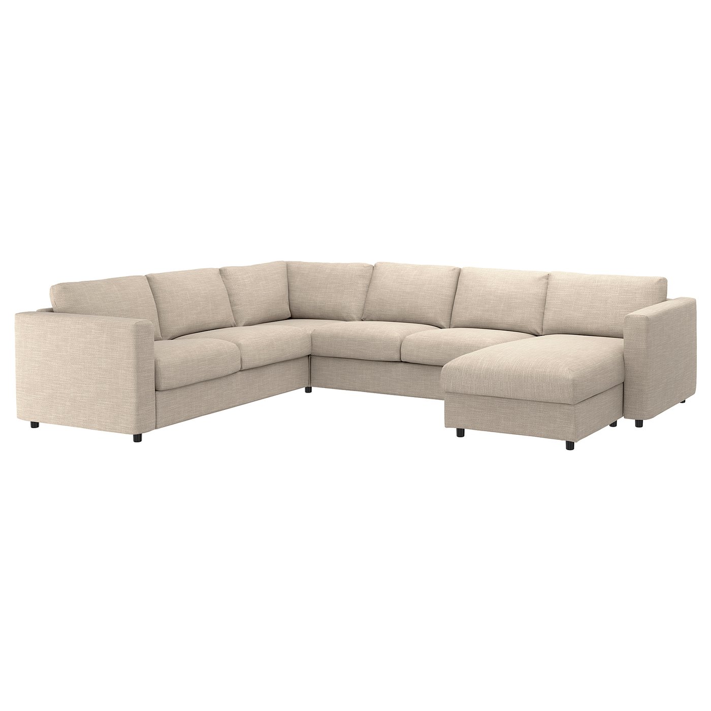 VIMLE Crnr sofa-bed, 5-seat w chaise lng - Hillared beige