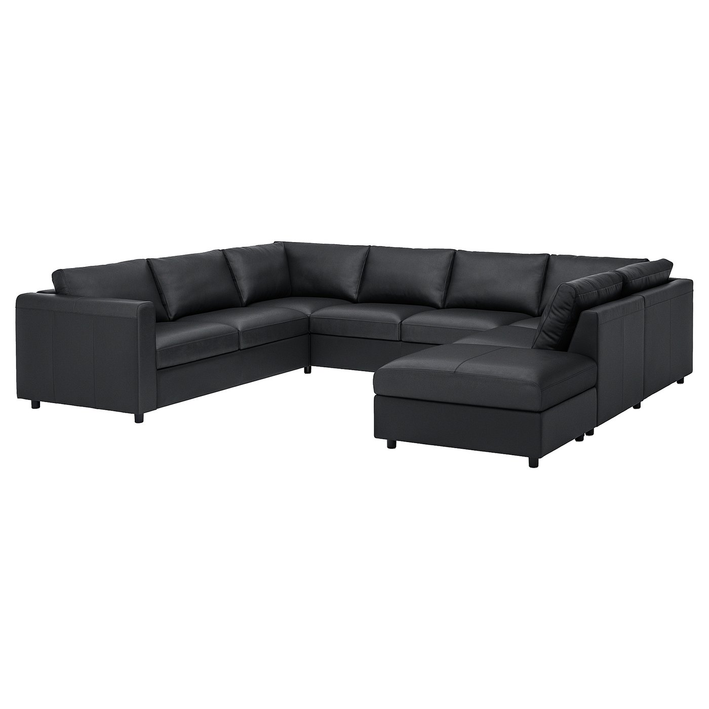 VIMLE U-shaped sofa, 6 seat - with open end/Grann/Bomstad black