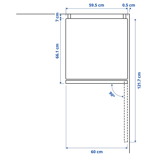 Illustration with measurements for the product: VINDÅS.
