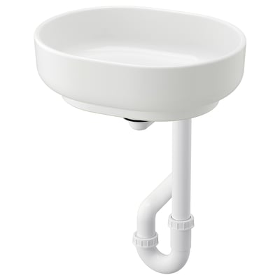 VINDELÄLVEN Countertop wash-basin w water trap, white, 39x31 cm