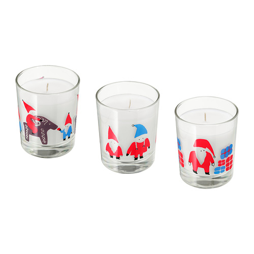 VINTERFEST Unscented candle in glass IKEA