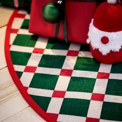 VINTERFINT Christmas tree mat, check pattern multicolour, 100 cm