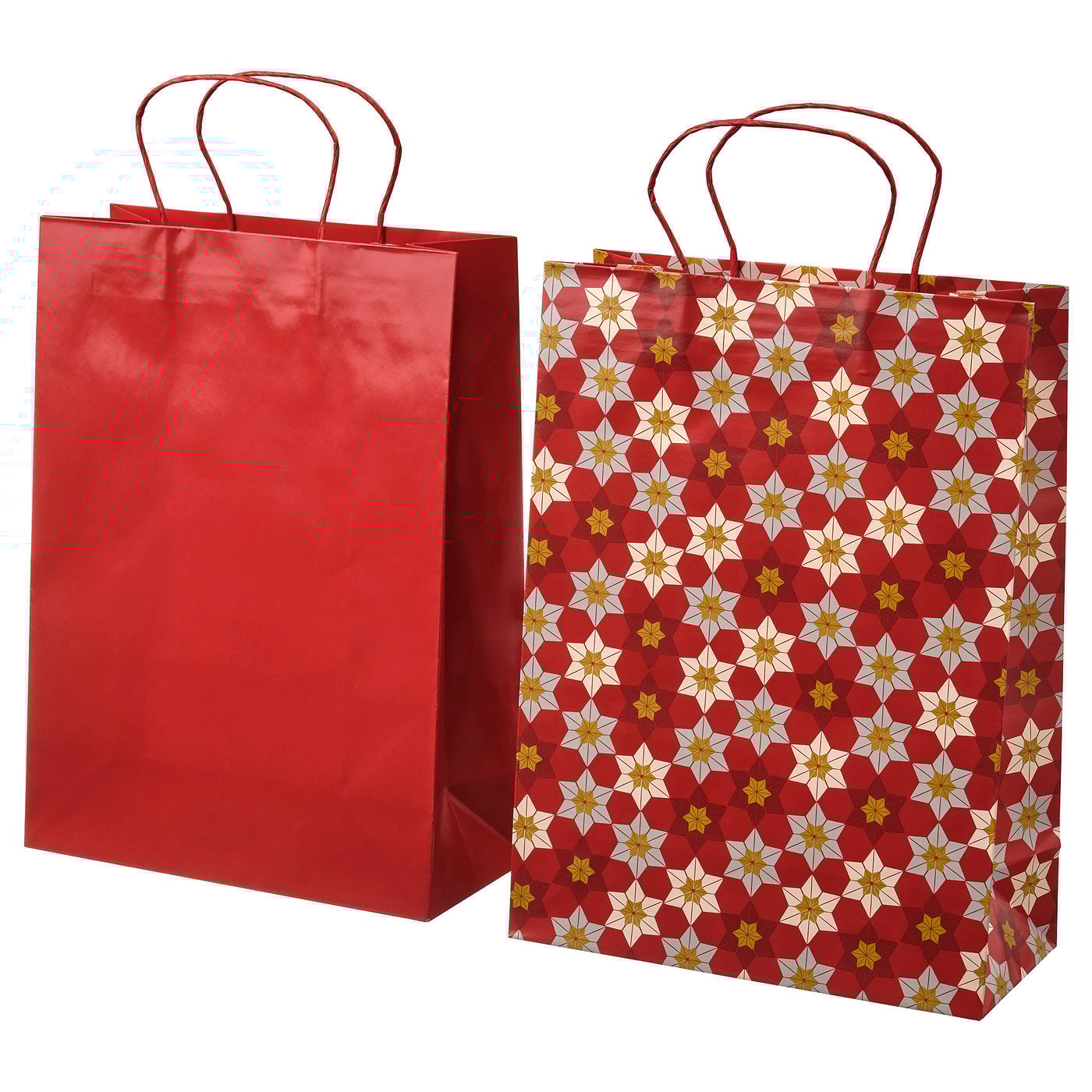 VINTERFINT Gift bag, mixed patterns red, 26x35 cm IKEA
