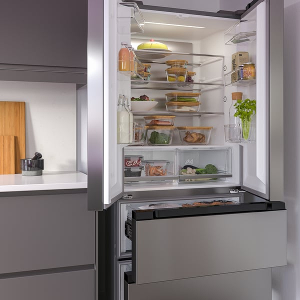 VINTERKALL French door fridge/freezer, IKEA 700 freestanding/stainless steel, 341/171 l