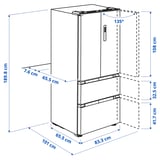 VINTERKALL French door fridge/freezer, IKEA 700 freestanding/stainless steel, 341/171 l