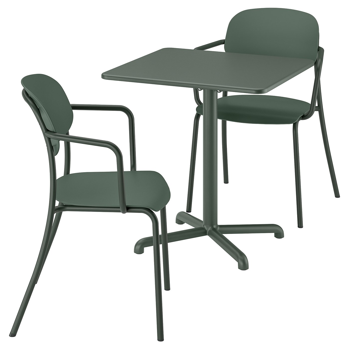 VISINGSÖ / VISINGSÖ Table and 2 chairs - outdoor deep green/deep green 70x70 cm