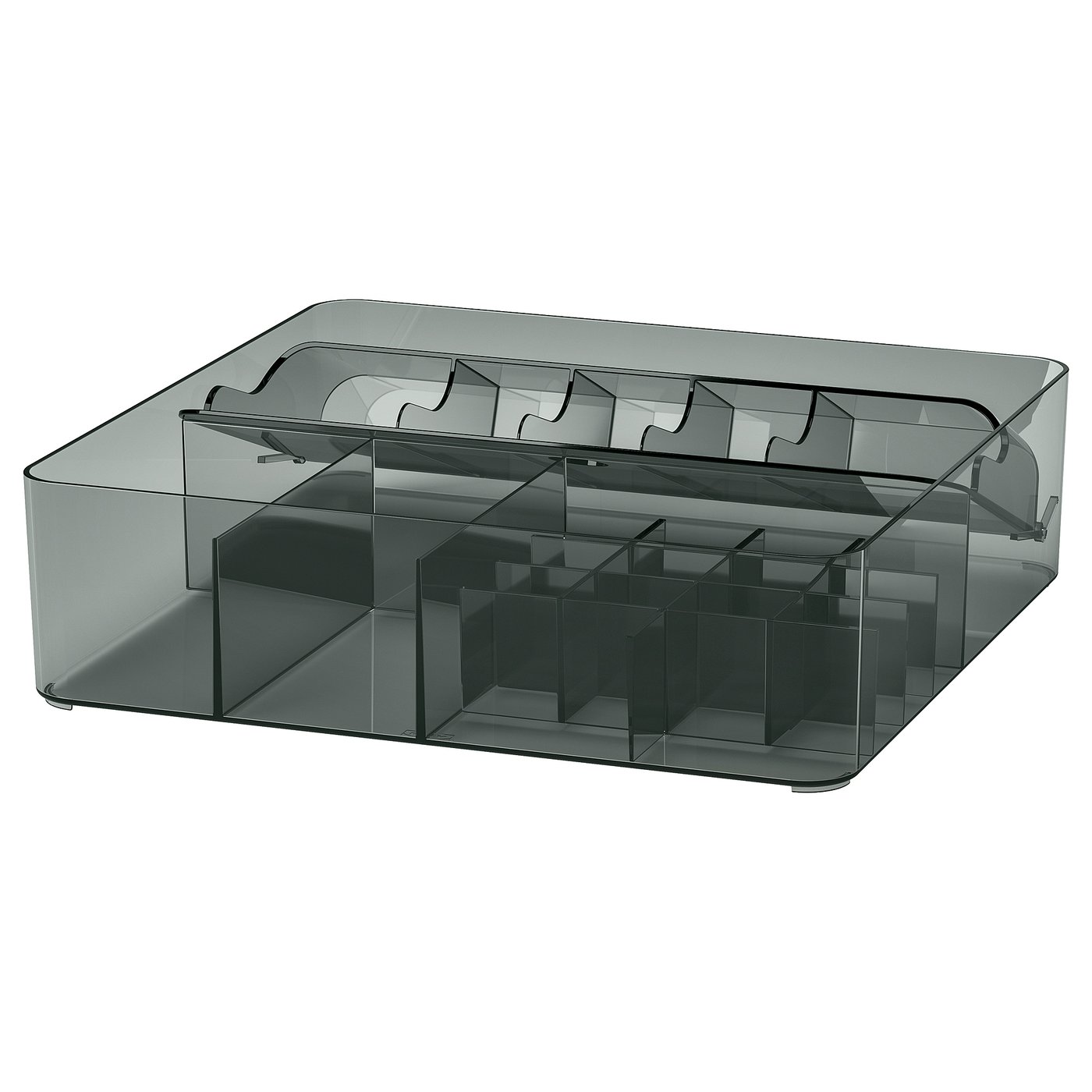 VISSLAÅN Box with compartments - grey 32x31x9 cm