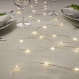 VISSVASS LED lighting chain with 40 lights, indoor/battery-operated silver-colour