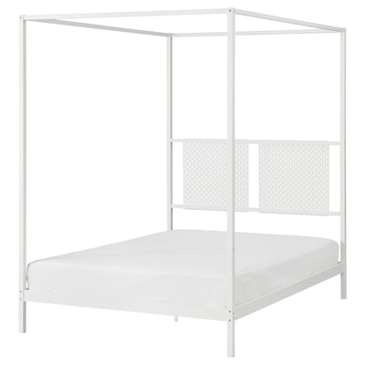 VITARNA Four-poster bed frame, white Luröy/Skådis white, Double
