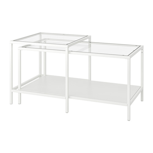 VITTSJÖ Nest of tables, set of 2 white/glass IKEA
