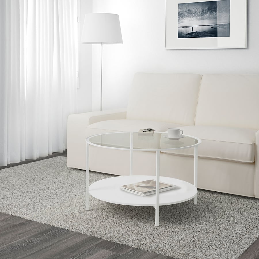 VITTSJÖ Coffee table, white, glass, 75 cm IKEA