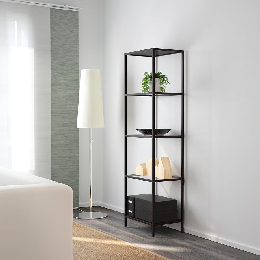 VITTSJÖ Shelving unit, blackbrown, glass, 51x175 cm IKEA