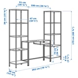 VITTSJÖ Shelving unit with laptop table, black-brown/glass, 202x36x175 cm