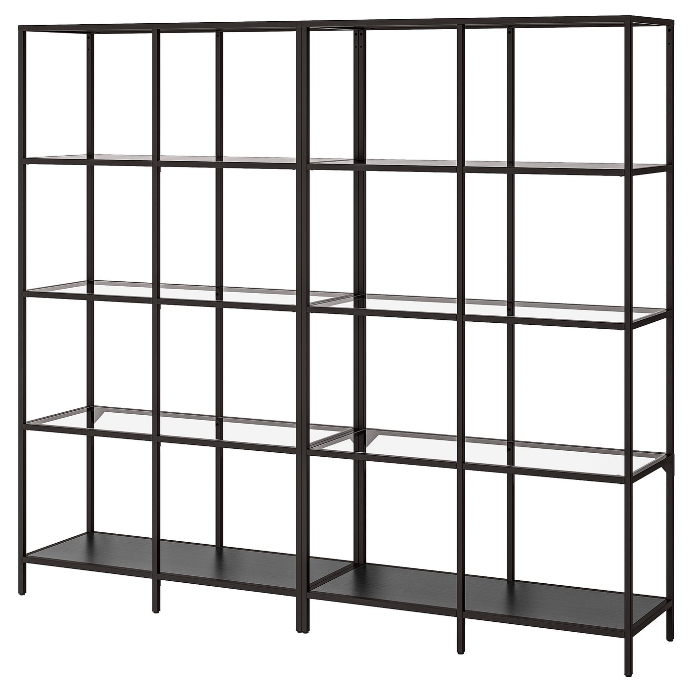 VITTSJÖ Storage combination - black-brown/glass 200x36x175 cm