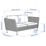 VITTSKÄR 2-seat modular sofa, armrests outdoor/plastic rattan dark grey Frösön/Duvholmen beige
