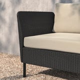 VITTSKÄR 2-seat modular sofa, armrests outdoor/plastic rattan dark grey Frösön/Duvholmen beige