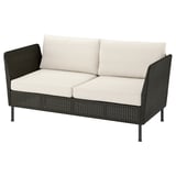 VITTSKÄR 2-seat modular sofa, armrests outdoor/plastic rattan dark grey Frösön/Duvholmen beige