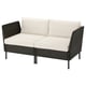VITTSKÄR 2-seat modular sofa, armrests outdoor/plastic rattan dark grey Frösön/Duvholmen beige