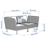 VITTSKÄR 2-seat modular sofa, armrests outdoor/plastic rattan dark grey