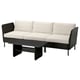 VITTSKÄR 3-seat conversation set, outdoor plastic rattan dark grey/Frösön/Duvholmen beige