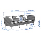 VITTSKÄR 3-seat conversation set, outdoor/plastic rattan dark grey