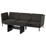 VITTSKÄR 3-seat conversation set, outdoor/plastic rattan dark grey