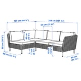 VITTSKÄR 3-seat modular corner sofa, outdoor plastic rattan dark grey/Frösön/Duvholmen beige