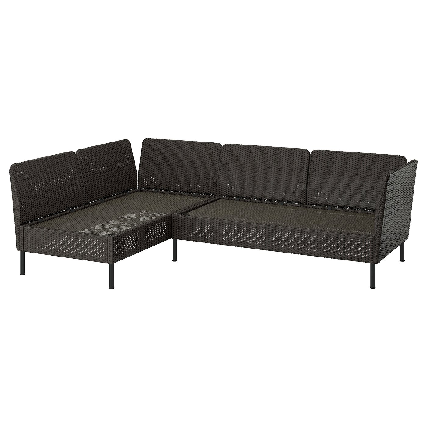 VITTSKÄR 3-seat modular corner sofa - outdoor/plastic rattan dark grey