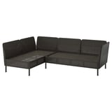 VITTSKÄR 3-seat modular corner sofa, outdoor/plastic rattan dark grey