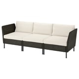 VITTSKÄR 3-seat modular sofa, armrests outdoor/plastic rattan dark grey Frösön/Duvholmen beige