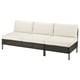 VITTSKÄR 3-seat sofa, outdoor plastic rattan dark grey/Frösön/Duvholmen beige