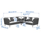 VITTSKÄR 4-seat modular corner sofa, outdoor/plastic rattan dark grey