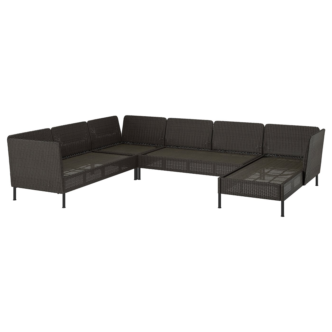 VITTSKÄR 5-seat modular corner sofa - outdoor/plastic rattan dark grey
