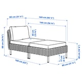 VITTSKÄR Modular chaise longue, outdoor plastic rattan dark grey/Frösön/Duvholmen beige