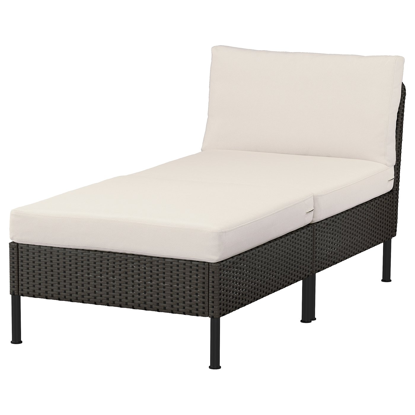 VITTSKÄR Modular chaise longue - outdoor plastic rattan dark grey/Frösön/Duvholmen beige